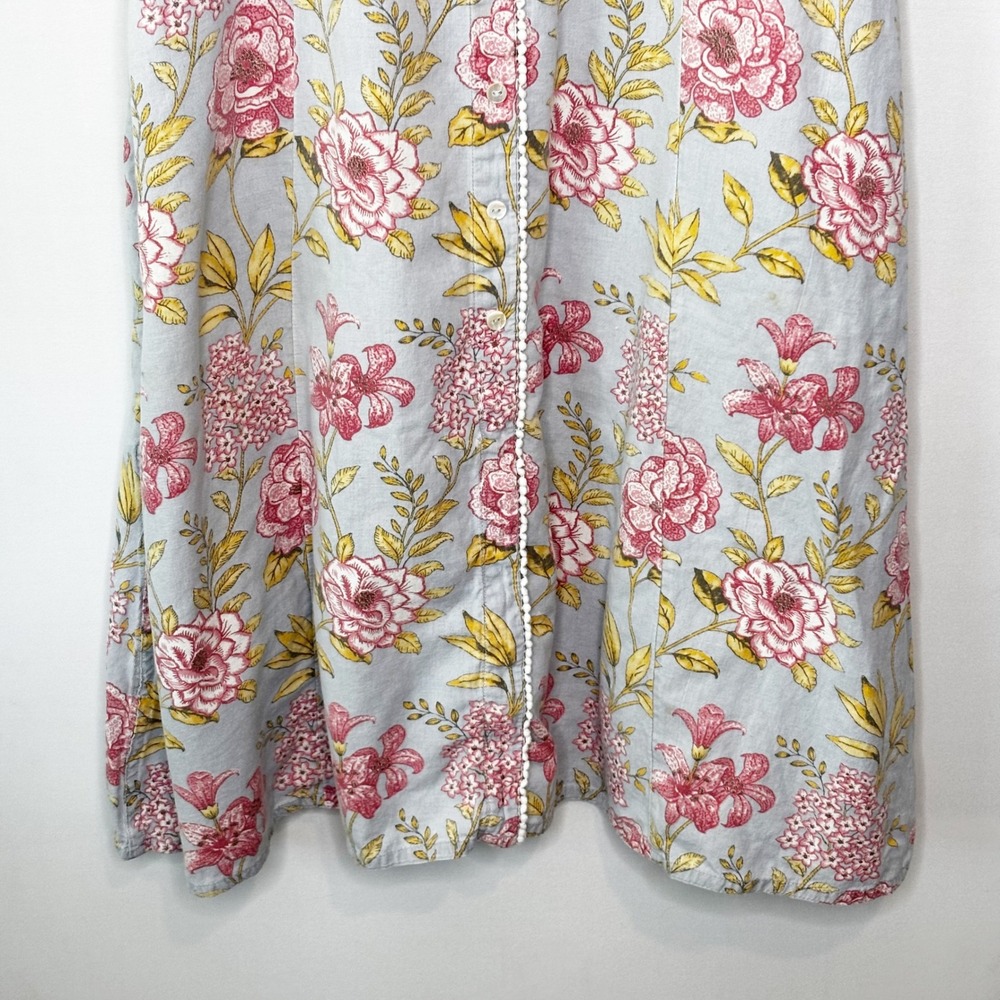 Utsa Cotton Flex Floral Kurti Tunic Dress Blue Pink Button Front Pocket Size XL - Picture 6 of 11